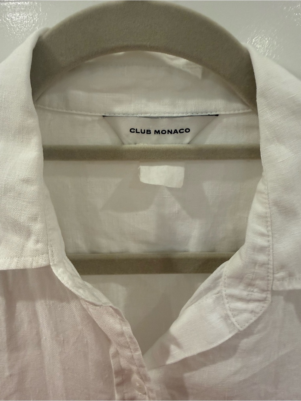 Club Monaco White Linen Relaxed Fit Button-Down Shirt - Picture 4 of 5